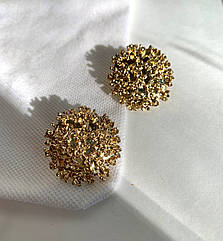 Сережки жіночі круглі фактурні золоті