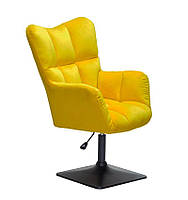 Крісло для відпочинку Oliver 4BK-Base жовтий велюр В-1027 на чорній квадратній опорі, з регулюванням висоти, фото 3