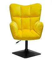 Крісло для відпочинку Oliver 4BK-Base жовтий велюр В-1027 на чорній квадратній опорі, з регулюванням висоти, фото 2