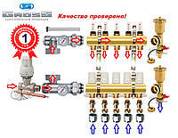 Колектор для теплої підлоги Gross 1"x3/4x2 в зборі без насоса