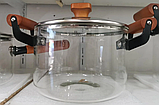 Каструля Edenberg EB-19003 з кришкою скляна термостійка до 500 град. 5 л | Каструля Эденберг, фото 2