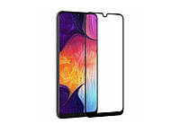 Закаленное защитное стекло на Samsung Galaxy A30s 2019 / A307 с черной рамкой
