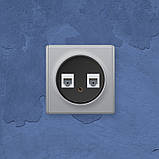 Розетка подвійна комп'ютерна RJ45 кат.5e, OneKeyElectro чорна, фото 3