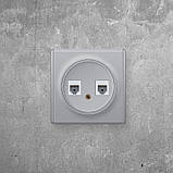 Розетка подвійна комп'ютерна RJ45 кат.5e, OneKeyElectro сіра, фото 2