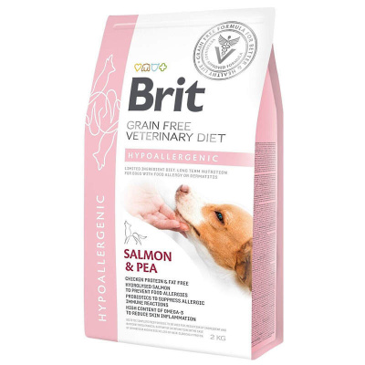Сухий корм Brit GF VetDiet (Бріт ВетДієт) Dog Hypoallergenic для собак при харчовій алергії з лососем, горохом та гречкою 2 кг