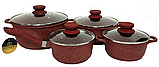 Набір посуду Edenberg EB-9183 8 предметів каструлі ківш мармурове покриття, фото 2