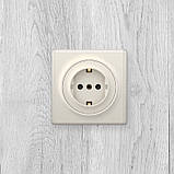 Розетка з заземленням, гвинтові контакти OneKeyElectro бежева, фото 2
