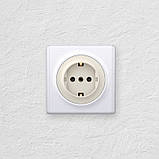 Розетка з заземленням, гвинтові контакти OneKeyElectro бежева, фото 3