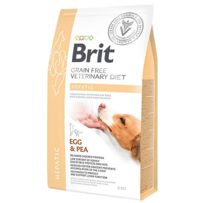 Сухий корм Brit GF VetDiet (Бріт ВетДієт) Dog Hepatic для собак при хворобі печінки з яйцем, горохом, бататом та гречкою 2 кг, фото 1