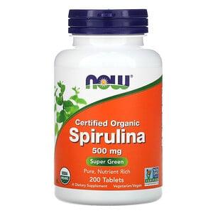 Сертифікована органічна спіруліна (Spirulina) Now Foods 500 мг 200 пігулок
