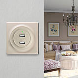 Розетка USB подвійна, з підсвіткою, колір бежевий OneKeyElectro, фото 2