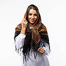 Українська хустка з тороками 120х120см Чорна, фото 5