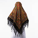 Українська хустка з тороками 120х120см Чорна, фото 6