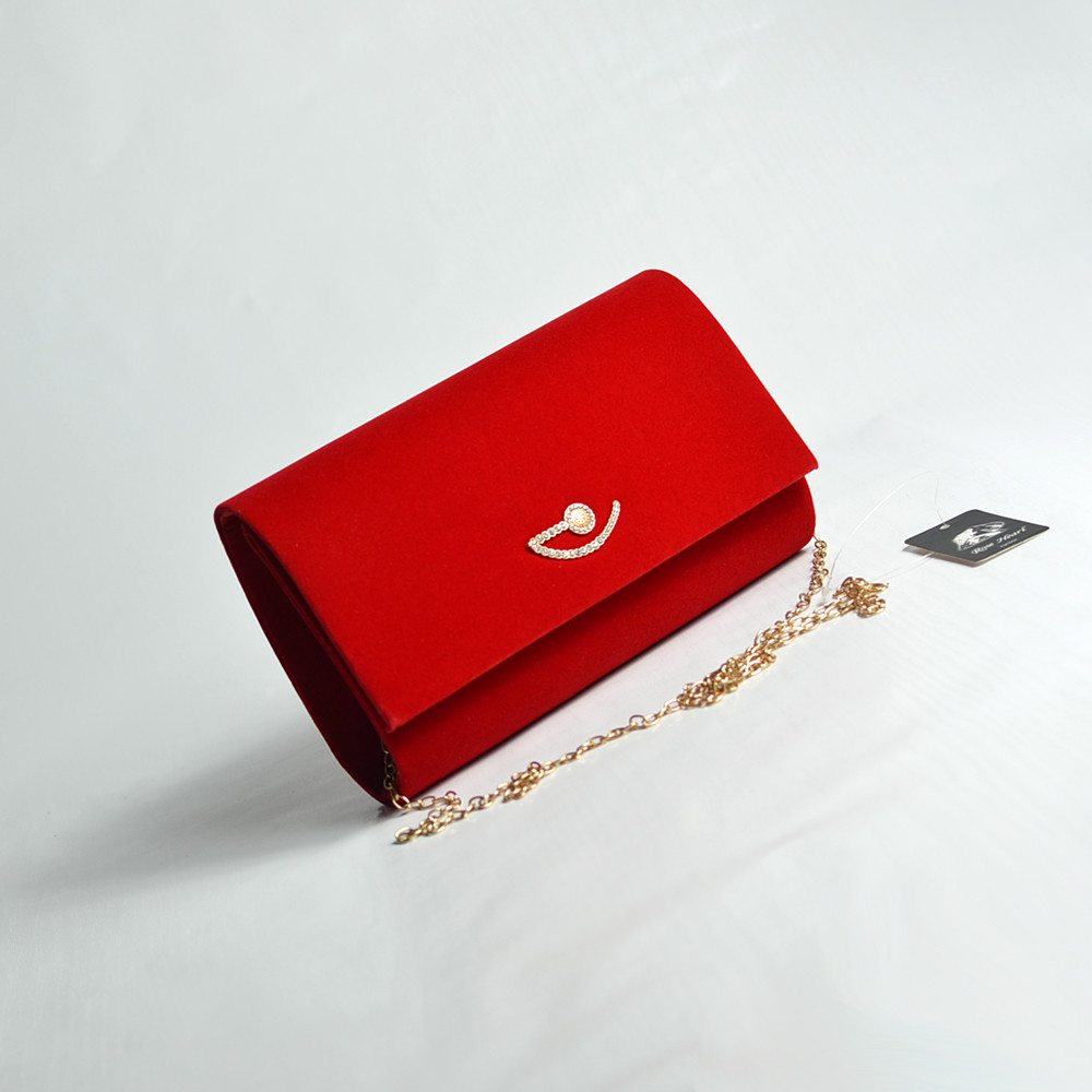 Красный велюровый клатч на цепочке вечерний маленький выпускной мини сумочка клатч красного цвета на выпускной - фото 2 - id-p863386101
