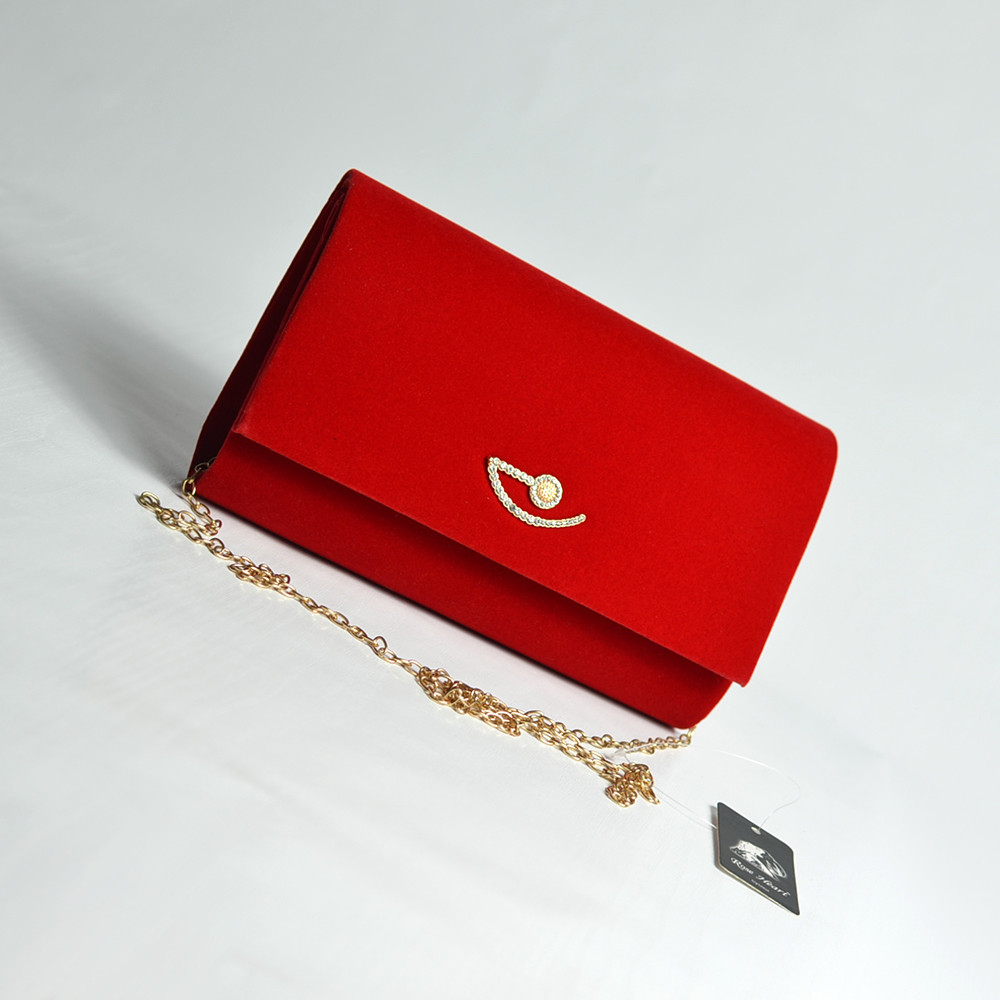 Красный велюровый клатч на цепочке вечерний маленький выпускной мини сумочка клатч красного цвета на выпускной - фото 5 - id-p863386101
