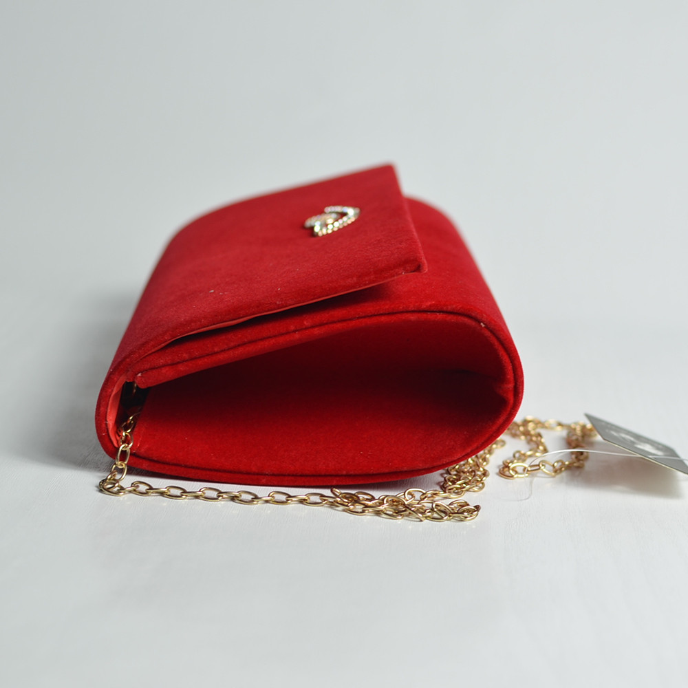Красный велюровый клатч на цепочке вечерний маленький выпускной мини сумочка клатч красного цвета на выпускной - фото 7 - id-p863386101