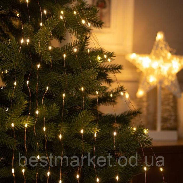 Світлодіодна Гірлянда Хвіст Крапля на дроті 400 LED 16 гілок 2 м Теплий Білий
