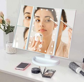 Дзеркало для макіяжу з LED підсвічуванням Superstar Magnifying Mirror від батарейок, білий (KG-3115)