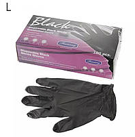 Защитные перчатки нитрил/виниловые чёрные, 100 шт. L