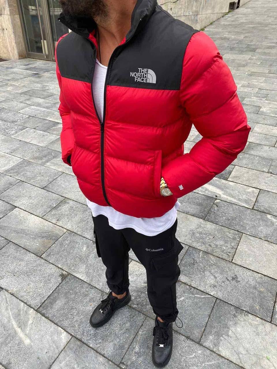 Куртка пуховик чоловіча The North Face червона тепла