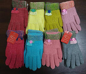 Рукавиці зимові в'язані для дівчинки з начосом, з люрексом, закот, аксесуар, Douhia (розмір 4-7 років.)
