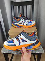 Кроссовки мужские Balenciaga Track Orange Blue оранжевые с синим и белым. Беговые кроссы Баленсиага Трек 2021