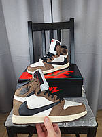 Кроссовки унисекс Nike Air Jordan 1 Retro High x Travis Scott коричневые. Кроссовки Найк Аир Джордан 1 Ретро