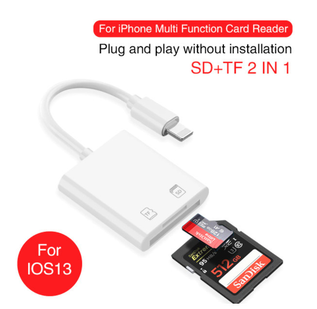 Lightning OTG картридер для читання карток пам'яті TF/SD для IOS13 iPhone iPad
