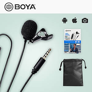 Професійний петличний мікрофон петличка BOYA BY-M1 3.5 мм для телефону смартфона петличка для пк камери
