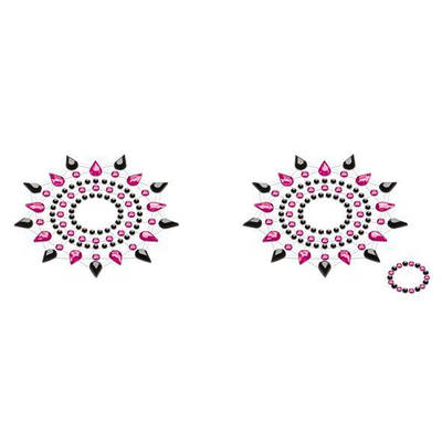 Пэстис из кристаллов Petits Joujoux Gloria set of 2 - Black/Pink, украшение на грудь