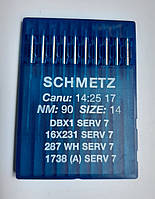Иглы Shmetz DB-1-14/90 Serv7 универсальные, беспропускные тонкая колба