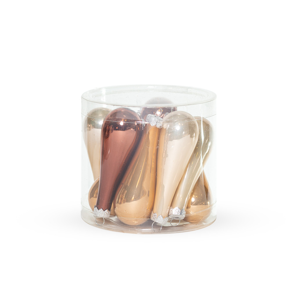 Набір скляних бурульок (12шт) 7,5 см, кремово-коричневий, фото 1