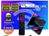 Приставка смарт ТБ медіааплеєр HD Smart TV H96 max 4/64 ГБ на Android 9 приставка Андроїд ТБ Бокс, фото 7