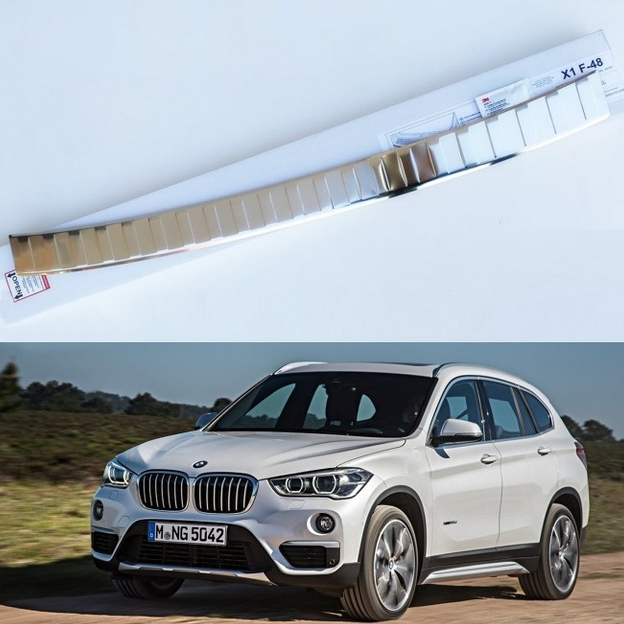 Захисна накладка на задній бампер для BMW X1 F48 2015-2020, LIFT 2020+ /нерж.сталь/