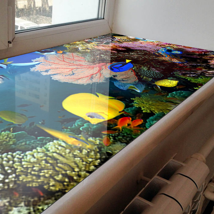 Покриття для підвіконня, м’яке скло з фотодруком 35х100 см ПО-s_an011