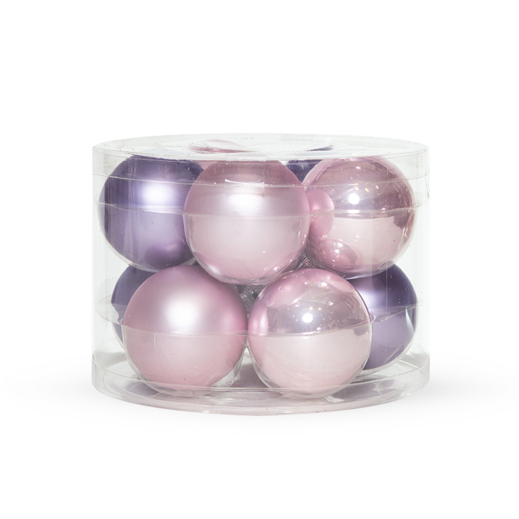 Набір скляних куль (10шт) 6см, перлинно-фіолетовий, фото 1