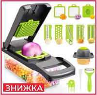 Овощерезка терка универсальная ручная с контейнером 14 в 1 Veggie Slicer слайсер ручной кухонный измельчитель