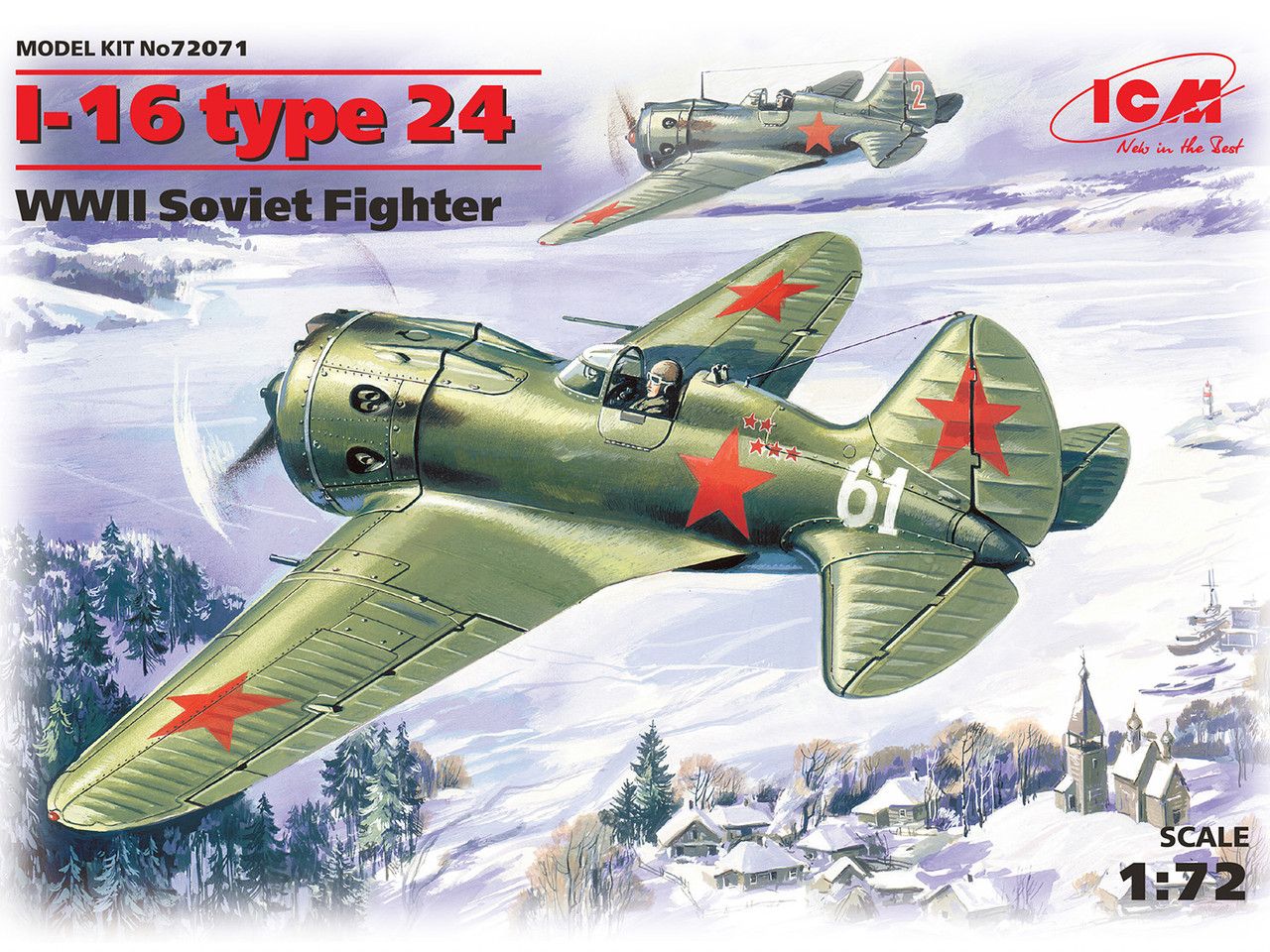 И-16 ТИП 24. Збірна модель радянського винищувача в масштабі 1/72. ICM 72071