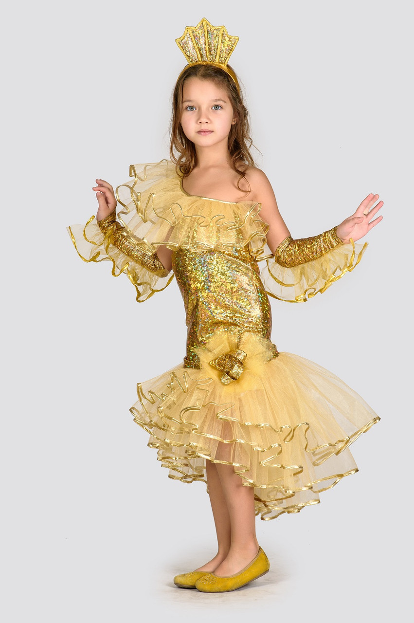 Дитячий карнавальний костюм Золота Рибка на зріст 110-116 см, 122-128 см