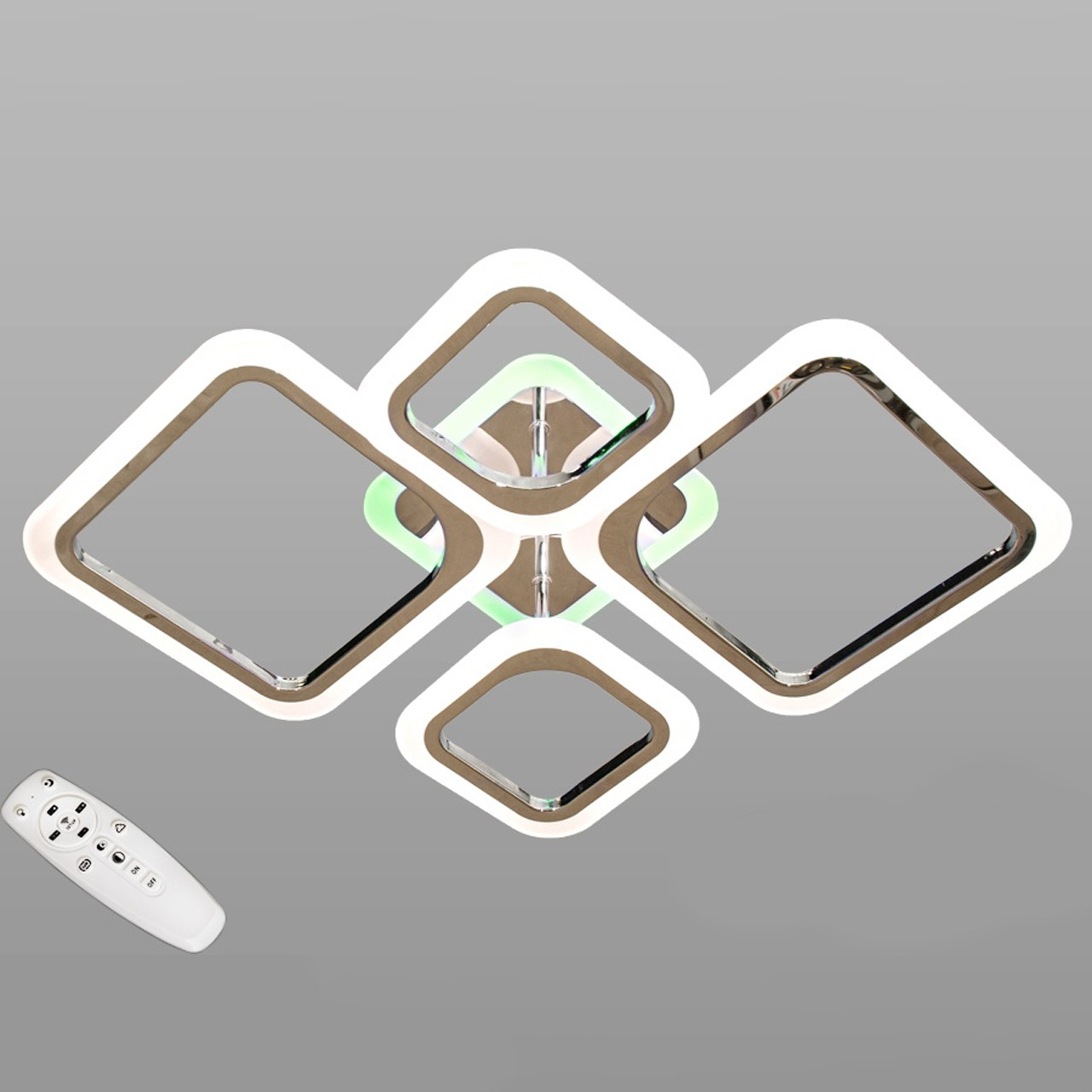 Світлодіодна люстра хром 65 Вт 70 см на пульті д/у з діммером і підсвічуванням підстави D-A9171/2+2HR LED RGB, фото 1