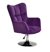 Лаунж крісло Oliver CH-Base фіолетовий велюр В-1013 хромована кругла опора, з регулюванням висоти, фото 5