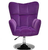 Лаунж крісло Oliver CH-Base фіолетовий велюр В-1013 хромована кругла опора, з регулюванням висоти, фото 3