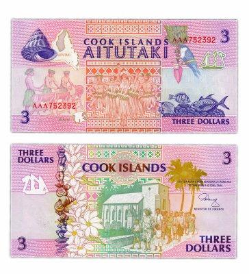 Cook Islands Острови Кука - 3 Dollars 1992 UNC Pick 7