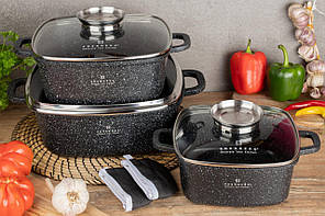 Набір квадратних каструль-казанів 6 предметів Edenberg з мармуровим покриттям (EB-8141)