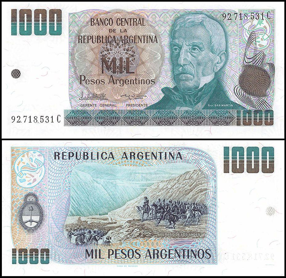 Argentina Аргентина - 1000 Pesos Arg 1983 - 1985 P. 317b aUNC / UNC