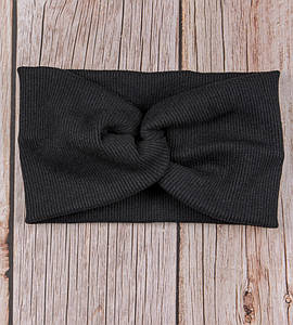 Трикотажна пов'язка "Чалма" Рубчик, Чорний