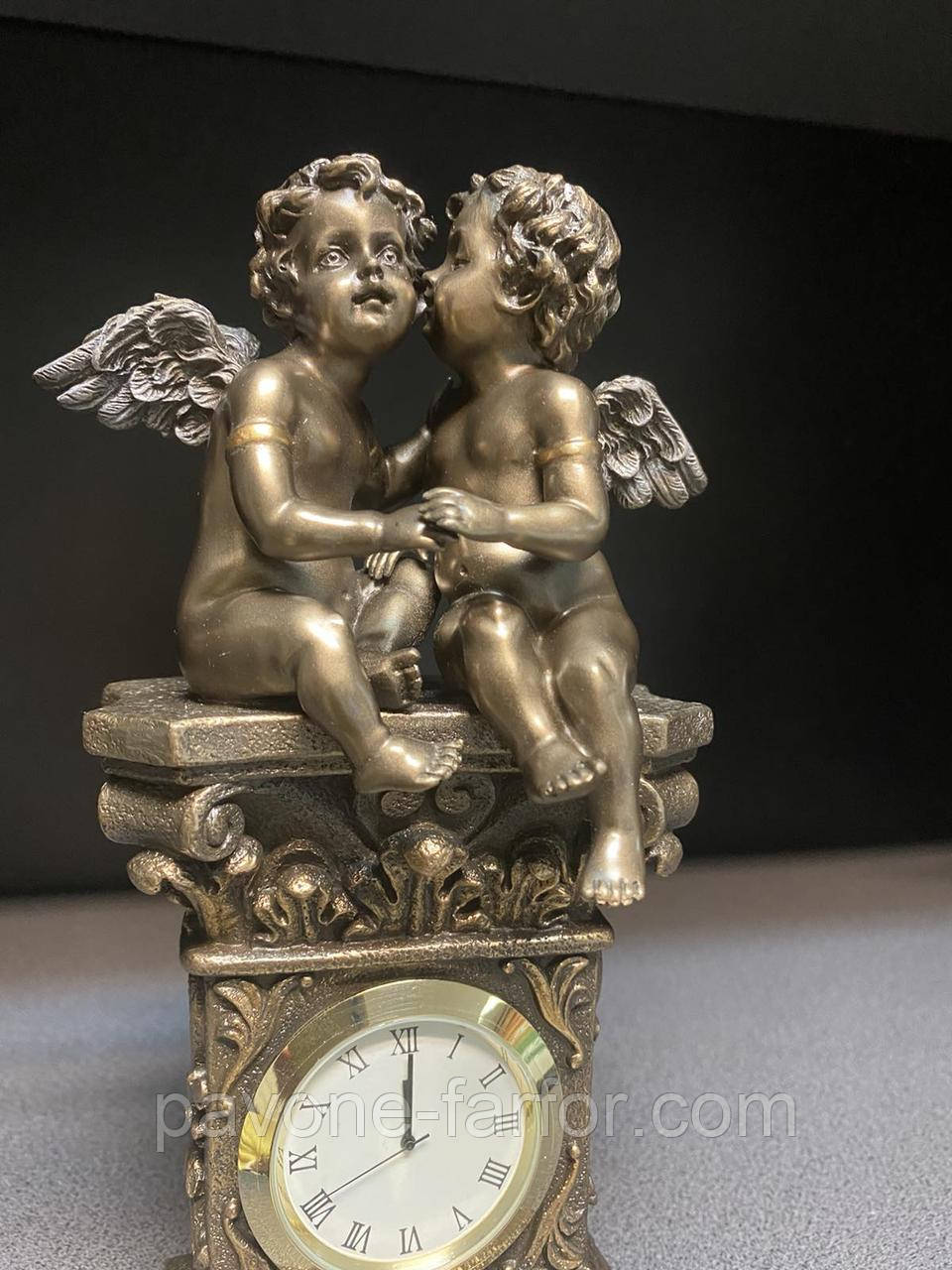 Камінні, настільні годинники Veronese Секрети ангелів 20 см 74559A4 з бронзовим покриттям