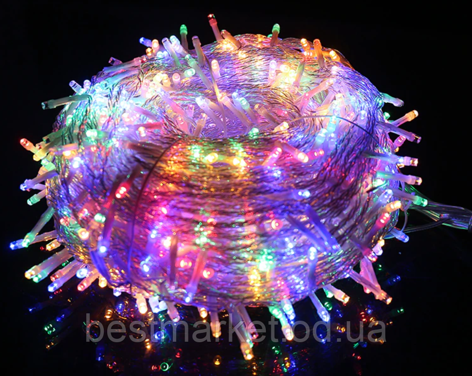 Новорічна Світлодіодна Гірлянда Нитка на Ялинку Внутрішня 800Led 45 м Мульти пр/пр, фото 1