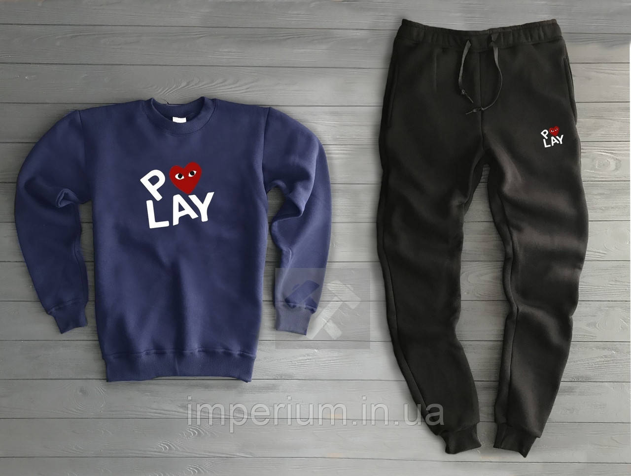 Спортивний кежуал костюм comme des garcons play cdg | логотип принт, фото 1