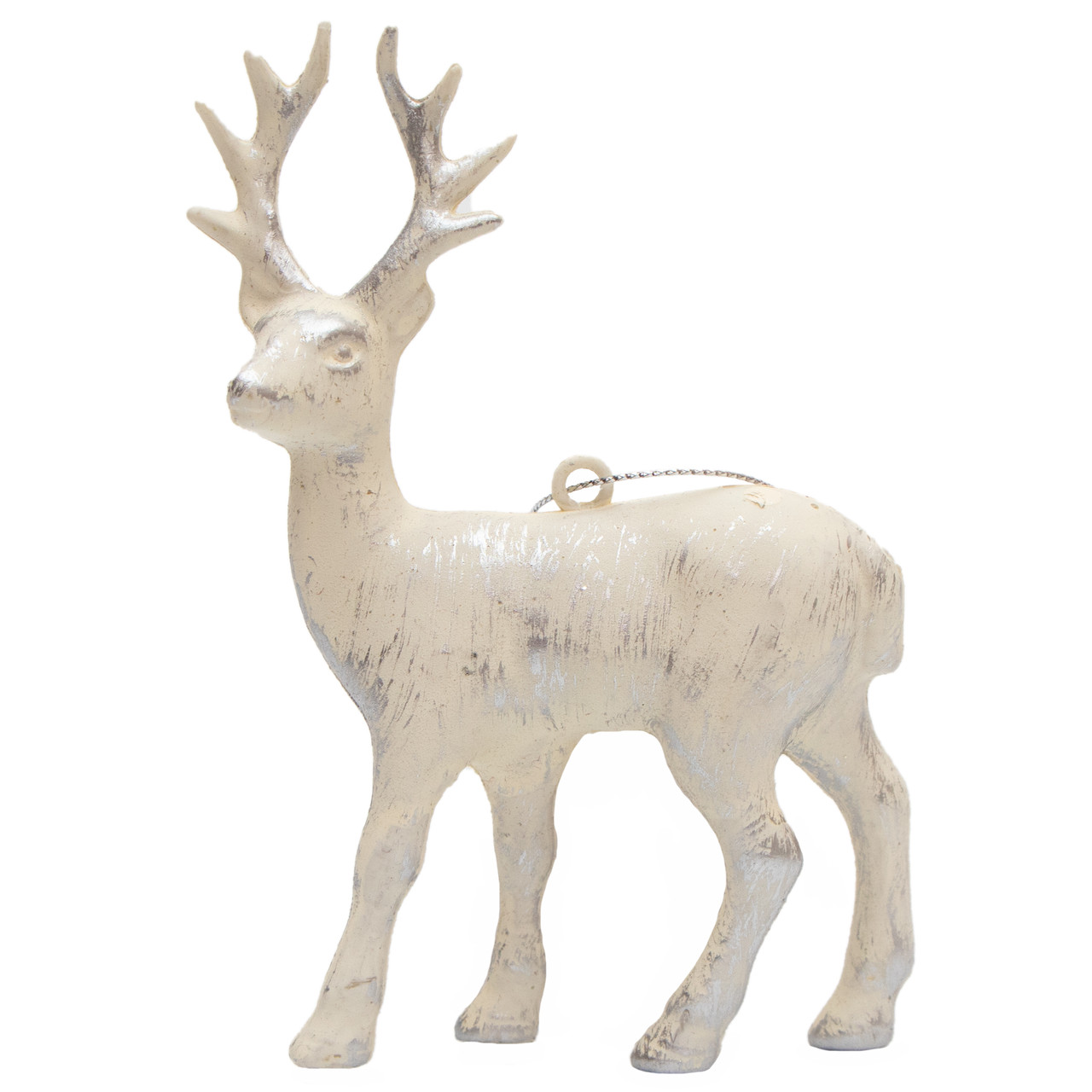 Ялинкова іграшка Олень, 12,6 см, сріблястий, пластик, декоративна новорічна фігурка (005000), фото 1